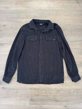 Vans Men’s Long Sleeve Button Down Striped Collared Shirt